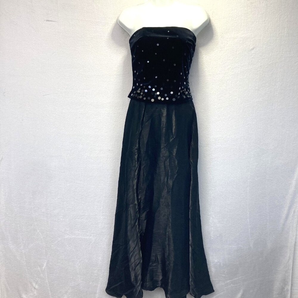 Vintage Y2K Scott McClintock Millenium 2000 Dress Womens‎ 6 Black Velvet Sequin